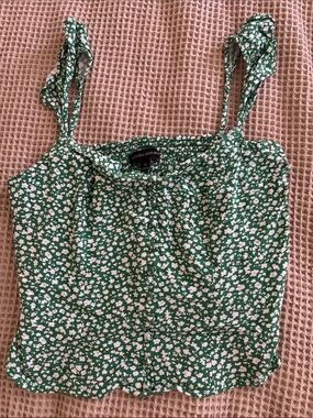 Banana Republic Green Floral Button-Front Tie-Strap Cami